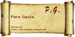 Para Gyula névjegykártya